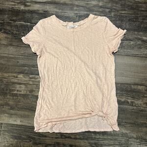 Groceries Apparel Knot Front Cotton Eucalyptus Blend T-Shirt Top peach Medium M